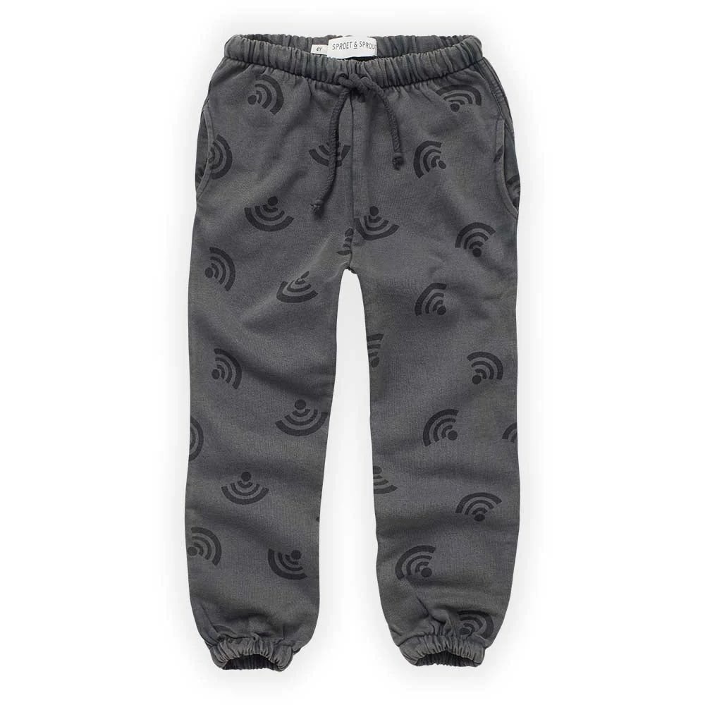 Sproet & Sprout WiFi Print Sweatpants Asphalt Organic Cotton 12m W22-399